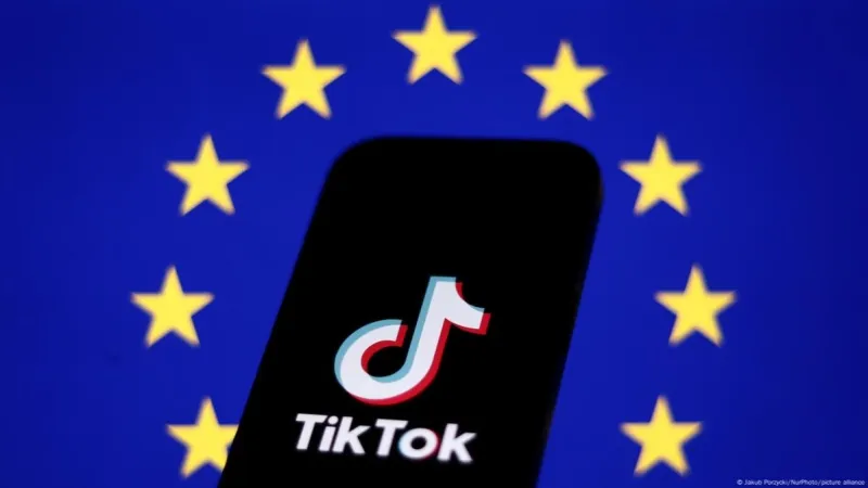 ByteDance's logo surrounded by the crown of the European Union's flag.