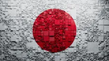 Flag of Japan rendered in futuristic style.