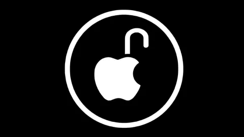 Apple's logo being unlocked, as shown in one of the gatekeeper's slides.