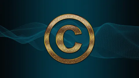 gold copyright logo on a dark blue background